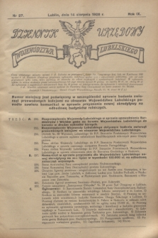 Dziennik Urzędowy Województwa Lubelskiego. R.9, nr 27 (14 sierpnia 1928)