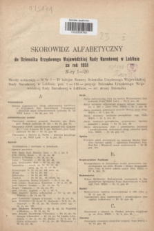 Dziennik Urzędowy Wojewódzkiej Rady Narodowej w Lublinie. 1951, Skorowidz alfabetyczny do Dziennika Urzędowego Wojewódzkiej Rady Narodowej w Lublinie za rok 1951