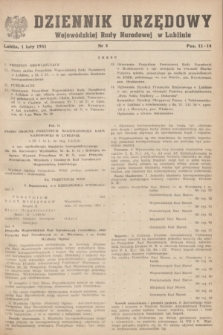 Dziennik Urzędowy Wojewódzkiej Rady Narodowej w Lublinie. 1951, nr 3 (1 lutego)