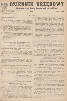 Dziennik Urzędowy Wojewódzkiej Rady Narodowej w Lublinie. 1951, nr 4 (15 lutego)