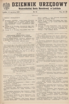 Dziennik Urzędowy Wojewódzkiej Rady Narodowej w Lublinie. 1951, nr 11 (15 czerwca)