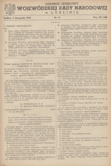 Dziennik Urzędowy Wojewódzkiej Rady Narodowej w Lublinie. 1951, nr 17 (1 listopada)