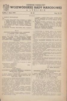 Dziennik Urzędowy Wojewódzkiej Rady Narodowej w Lublinie. 1952, nr 10 (1 lipca)