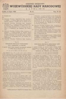 Dziennik Urzędowy Wojewódzkiej Rady Narodowej w Lublinie. 1952, nr 11 (15 lipca)