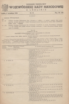 Dziennik Urzędowy Wojewódzkiej Rady Narodowej w Lublinie. 1952, nr 14 (6 września)