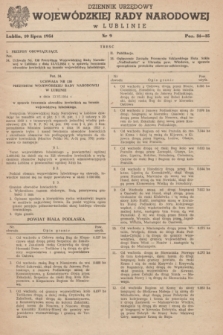 Dziennik Urzędowy Wojewódzkiej Rady Narodowej w Lublinie. 1954, nr 9 (10 lipca)