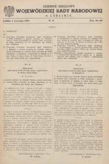 Dziennik Urzędowy Wojewódzkiej Rady Narodowej w Lublinie. 1954, nr 11 (1 września)