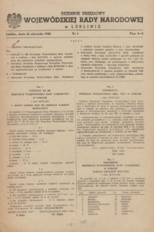 Dziennik Urzędowy Wojewódzkiej Rady Narodowej w Lublinie. 1956, nr 1 (15 stycznia)