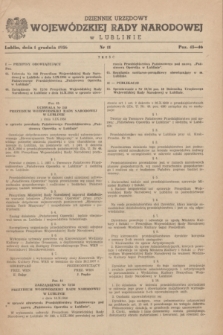 Dziennik Urzędowy Wojewódzkiej Rady Narodowej w Lublinie. 1956, nr 11 (1 grudnia)