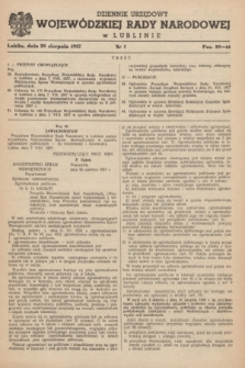 Dziennik Urzędowy Wojewódzkiej Rady Narodowej w Lublinie. 1957, nr 7 (20 sierpnia)