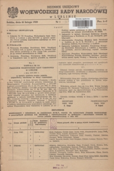 Dziennik Urzędowy Wojewódzkiej Rady Narodowej w Lublinie. 1958, nr 1 (15 lutego)