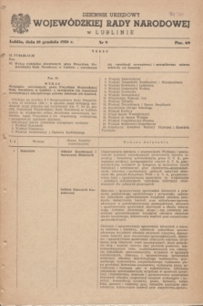 Dziennik Urzędowy Wojewódzkiej Rady Narodowej w Lublinie. 1958, nr 9 (10 grudnia)