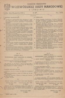 Dziennik Urzędowy Wojewódzkiej Rady Narodowej w Lublinie. 1958, nr 10 (20 grudnia)