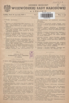 Dziennik Urzędowy Wojewódzkiej Rady Narodowej w Lublinie. 1960, nr 1 (30 stycznia)