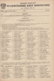 Dziennik Urzędowy Wojewódzkiej Rady Narodowej w Lublinie. 1961, nr 7 (29 lipca)