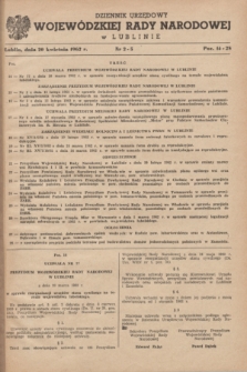 Dziennik Urzędowy Wojewódzkiej Rady Narodowej w Lublinie. 1962, nr 2/5 (20 kwietnia)
