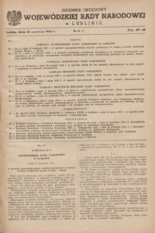 Dziennik Urzędowy Wojewódzkiej Rady Narodowej w Lublinie. 1962, nr 6/7 (30 czerwca)