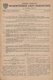 Dziennik Urzędowy Wojewódzkiej Rady Narodowej w Lublinie. 1962, nr 8/9 (31 sierpnia)