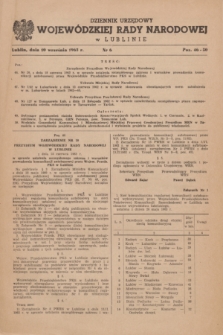 Dziennik Urzędowy Wojewódzkiej Rady Narodowej w Lublinie. 1963, nr 6 (10 września)