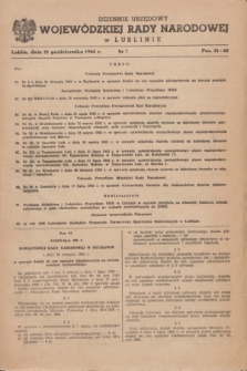 Dziennik Urzędowy Wojewódzkiej Rady Narodowej w Lublinie. 1963, nr 7 (21 października)