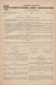 Dziennik Urzędowy Wojewódzkiej Rady Narodowej w Lublinie. 1964, nr 7 (5 sierpnia)