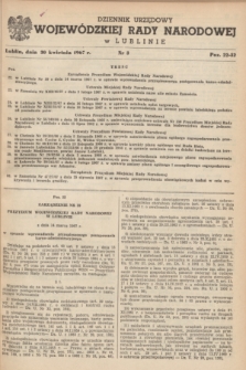 Dziennik Urzędowy Wojewódzkiej Rady Narodowej w Lublinie. 1967, nr 3 (30 kwietnia)
