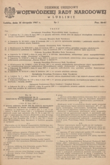 Dziennik Urzędowy Wojewódzkiej Rady Narodowej w Lublinie. 1967, nr 7 (31 sierpnia)