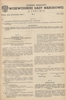 Dziennik Urzędowy Wojewódzkiej Rady Narodowej w Lublinie. 1968, nr 4 (25 kwietnia)