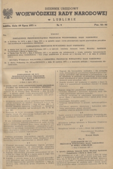 Dziennik Urzędowy Wojewódzkiej Rady Narodowej w Lublinie. 1971, nr 9 (10 lipca)