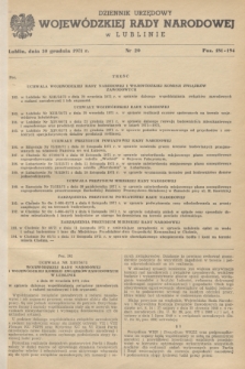 Dziennik Urzędowy Wojewódzkiej Rady Narodowej w Lublinie. 1971, nr 20 (30 grudnia)