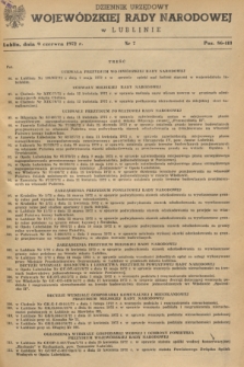 Dziennik Urzędowy Wojewódzkiej Rady Narodowej w Lublinie. 1972, nr 7 (9 czerwca)