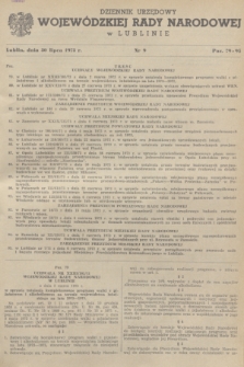 Dziennik Urzędowy Wojewódzkiej Rady Narodowej w Lublinie. 1973, nr 9 (30 lipca)