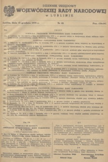Dziennik Urzędowy Wojewódzkiej Rady Narodowej w Lublinie. 1973, nr 16 (15 grudnia)