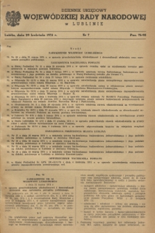 Dziennik Urzędowy Wojewódzkiej Rady Narodowej w Lublinie. 1974, nr 7 (29 kwietnia)