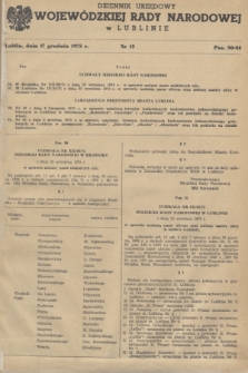 Dziennik Urzędowy Wojewódzkiej Rady Narodowej w Lublinie. 1975, nr 12 (17 grudnia)