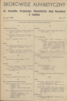 Dziennik Urzędowy Wojewódzkiej Rady Narodowej w Lublinie. 1981, Skorowidz alfabetyczny do Dziennika Urzędowego Wojewódzkiej Rady Narodowej w Lublinie za rok 1981