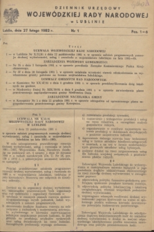 Dziennik Urzędowy Wojewódzkiej Rady Narodowej w Lublinie. 1982, nr 1 (27 lutego)