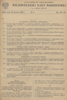 Dziennik Urzędowy Wojewódzkiej Rady Narodowej w Lublinie. 1982, nr 3 (10 sierpnia)