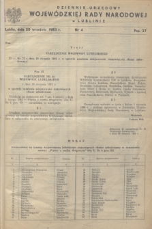 Dziennik Urzędowy Wojewódzkiej Rady Narodowej w Lublinie. 1983, nr 4 (20 września)