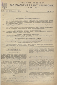 Dziennik Urzędowy Wojewódzkiej Rady Narodowej w Lublinie. 1984, nr 4 (24 kwietnia)