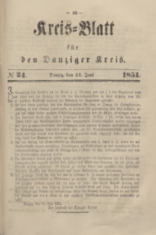 Kreis-Blatt für den Danziger Kreis. 1851, № 24 (14 Juni)