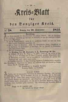 Kreis-Blatt für den Danziger Kreis. 1851, № 38 (20 September)