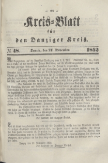 Kreis-Blatt für den Danziger Kreis. 1852, № 48 (27 November)