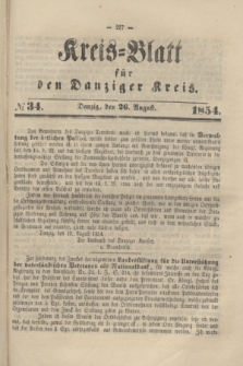 Kreis-Blatt für den Danziger Kreis. 1854, № 34 (26 August)