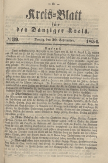 Kreis-Blatt für den Danziger Kreis. 1854, № 39 (30 September)