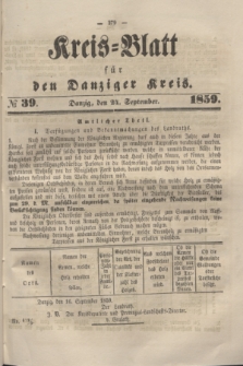 Kreis-Blatt für den Danziger Kreis. 1859, № 39 (24 September)