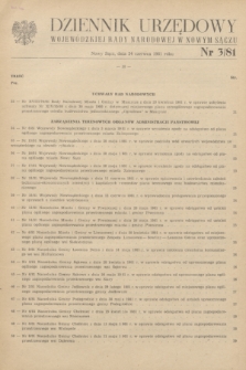 Dziennik Urzędowy Wojewódzkiej Rady Narodowej w Nowym Sączu. 1981, nr 3 (24 czerwca)