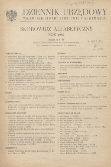 Dziennik Urzędowy Wojewódzkiej Rady Narodowej w Nowym Sączu. 1982, Skorowidz alfabetyczny : rok 1982