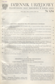 Dziennik Urzędowy Wojewódzkiej Rady Narodowej w Nowym Sączu. 1984, nr 6 (1 czerwca)