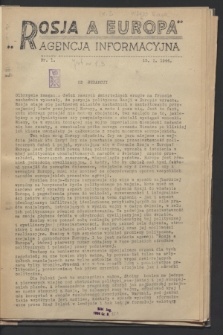Rosja a Europa : agencja informacyjna. 1944, nr 1 (15 stycznia)